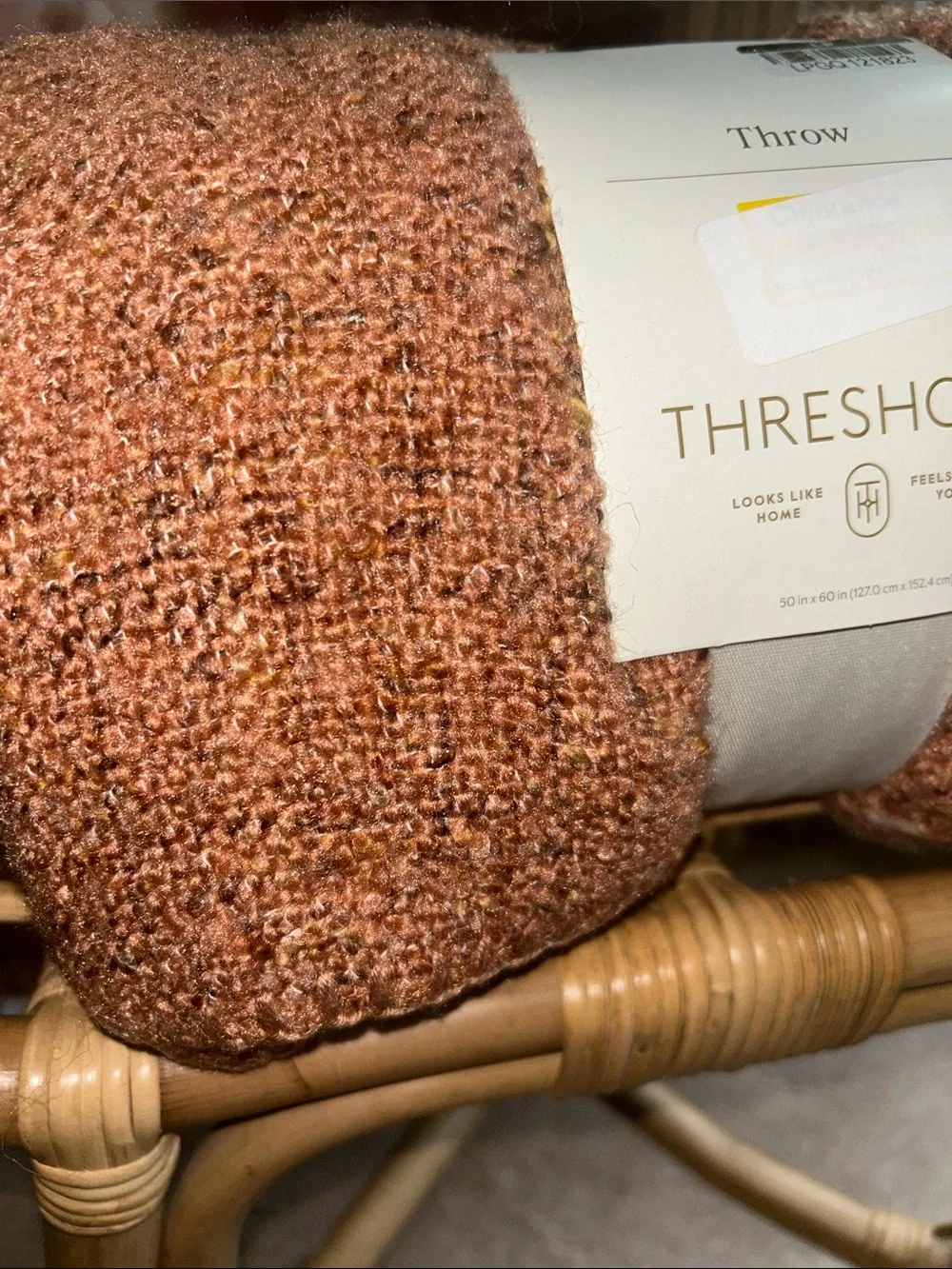 Threshold 50” x 60” Orange Marled Boucle Throw Blanket